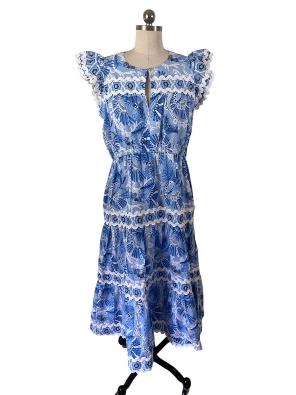 Sail to Sable CK Bradley Midi Tiered Dress Womens Medium Amalfi Coast Summer